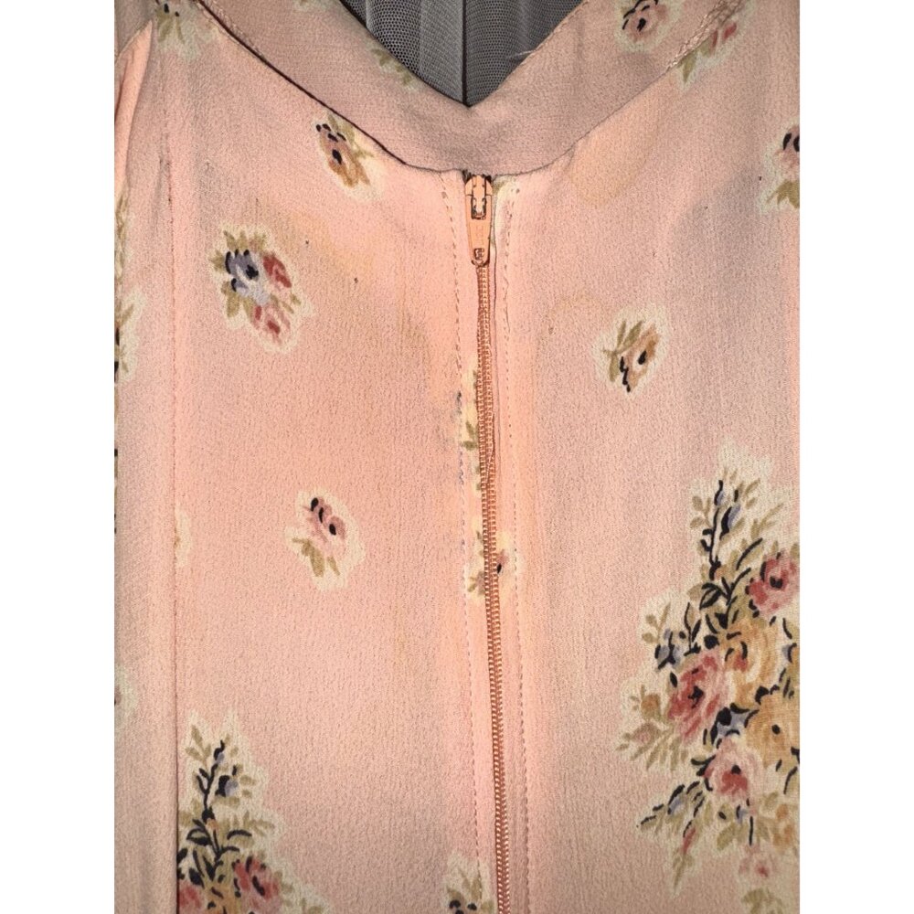 90s Betsy Johnson Floral Pink Sleeveless Wide-Leg Jumpsuit With Waist Tie romper - Picture 8 of 8
